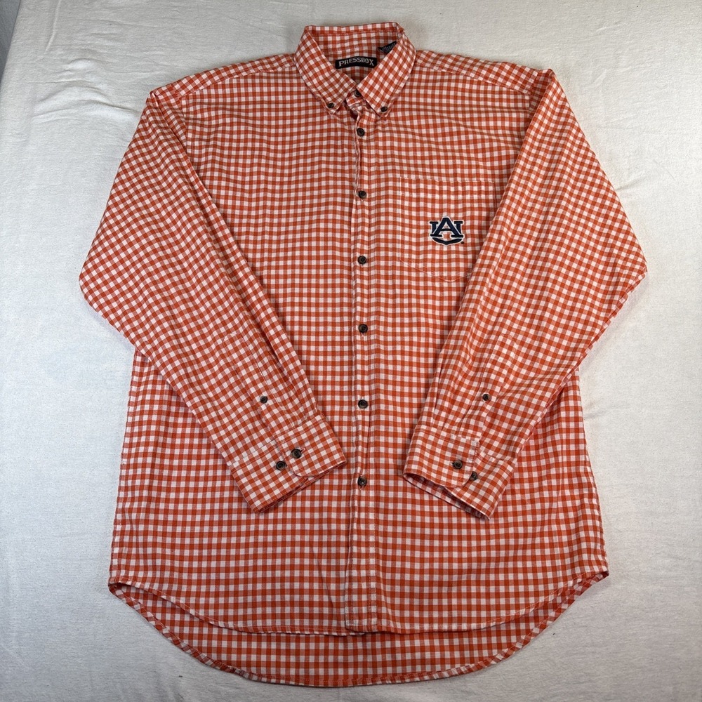Auburn Tigers Men's Plaid Button Down Long Sleeve Shirt Size XL